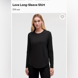 lululemon athletica Black Love Long Sleeve Tee